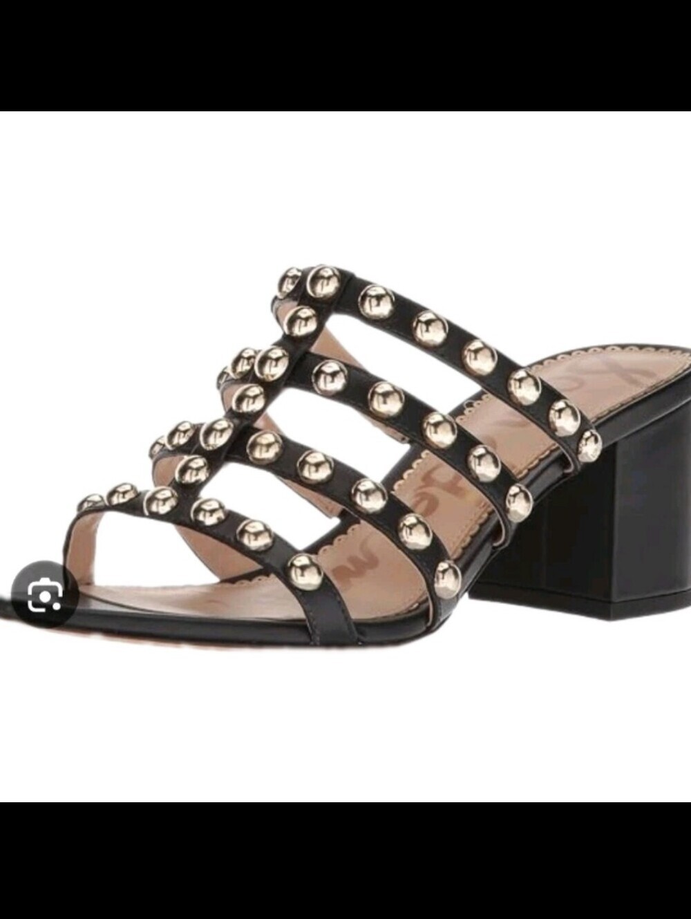 Sam Edelman Womens Black And Gold Embellished Suri Block Heel Sandals 8